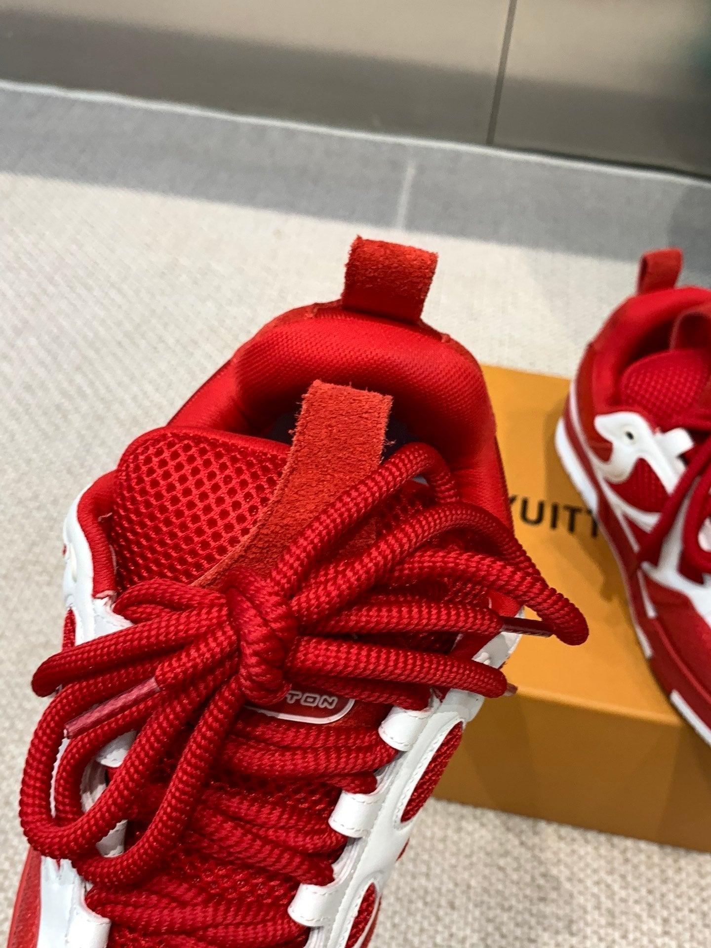 LV Skate Sneaker White Mix Red Cowhide