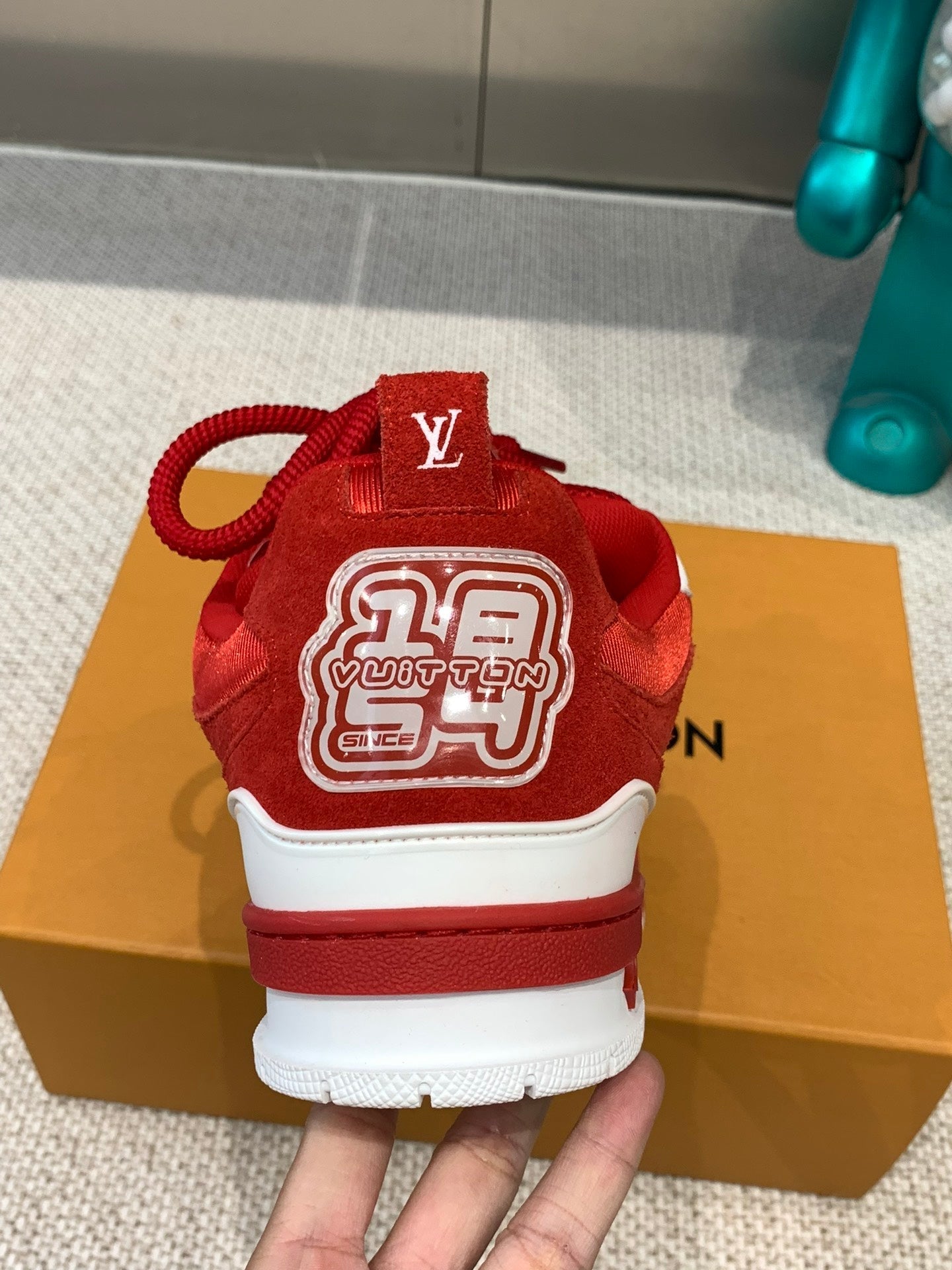 LV Skate Sneaker White Mix Red Cowhide