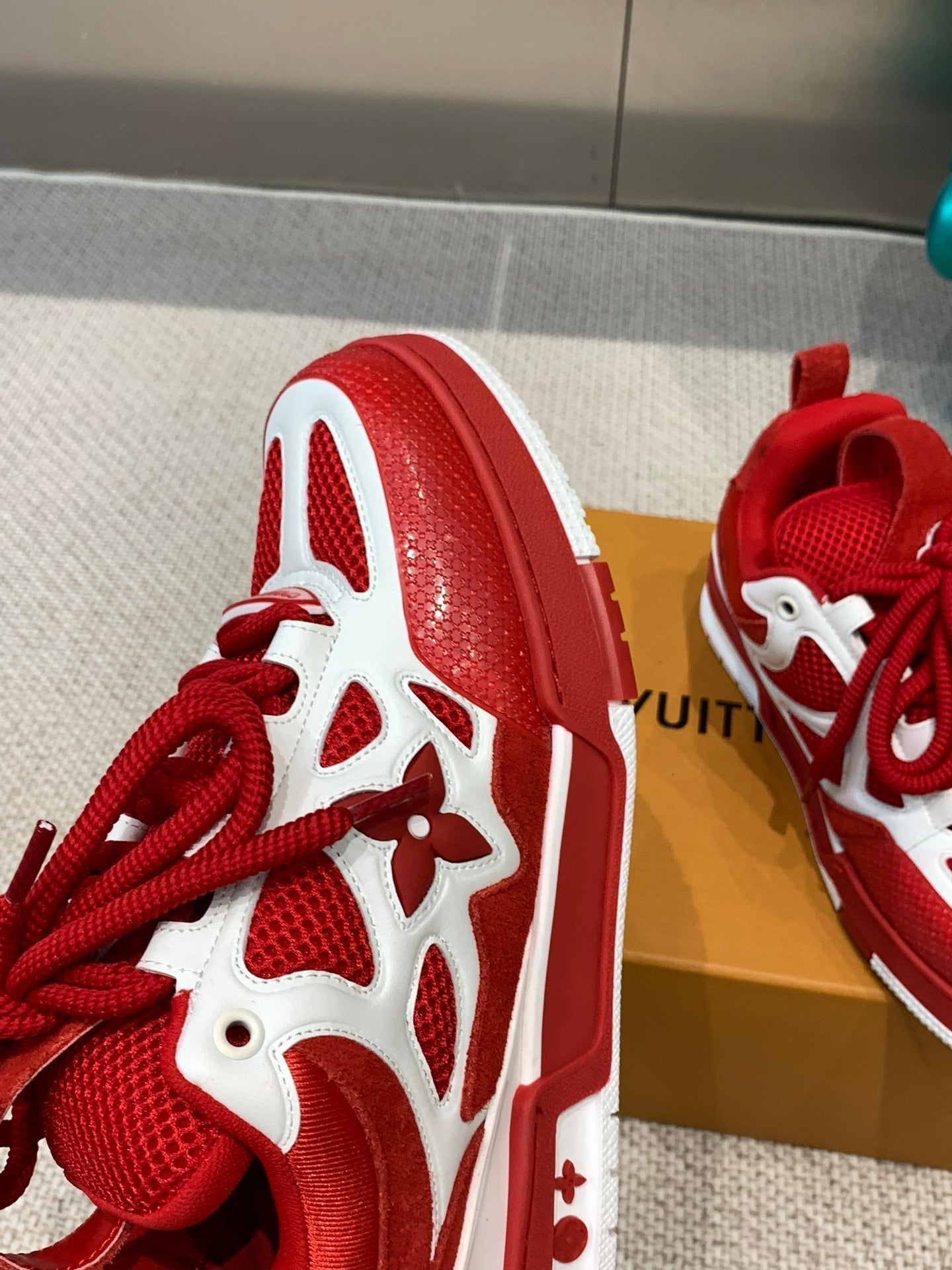 LV Skate Sneaker White Mix Red Cowhide