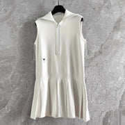 CD Collar Pleated Dress White Viscose