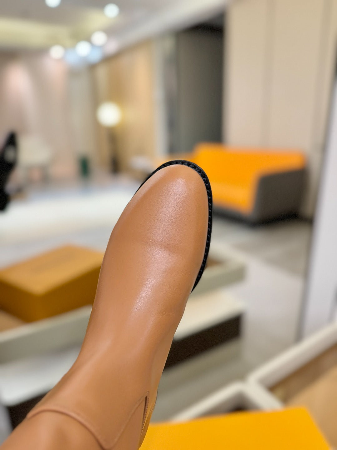 LV 25 Metal Buckle Riding Boots Tan Sheepskin  573887