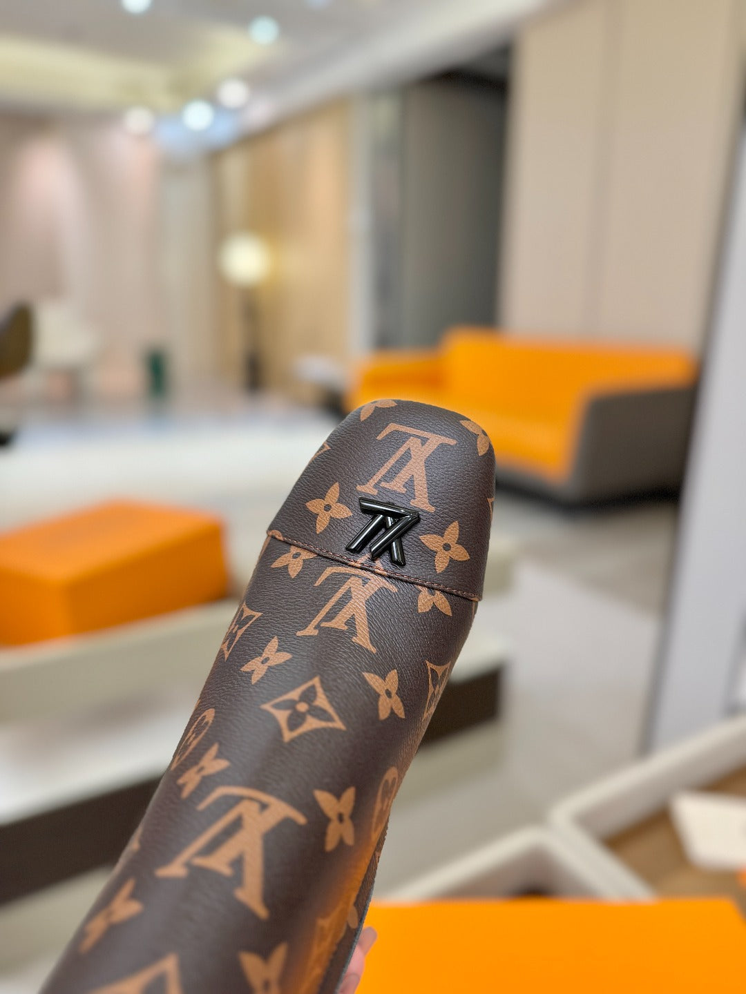 LV Ankle Boots 90 Monogram Brown Sheepskin 573714