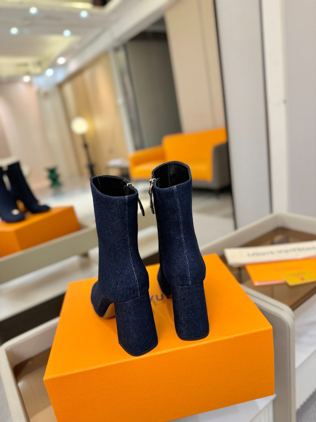 LV Ankle Boots 90 Dark Blue Denim 573718