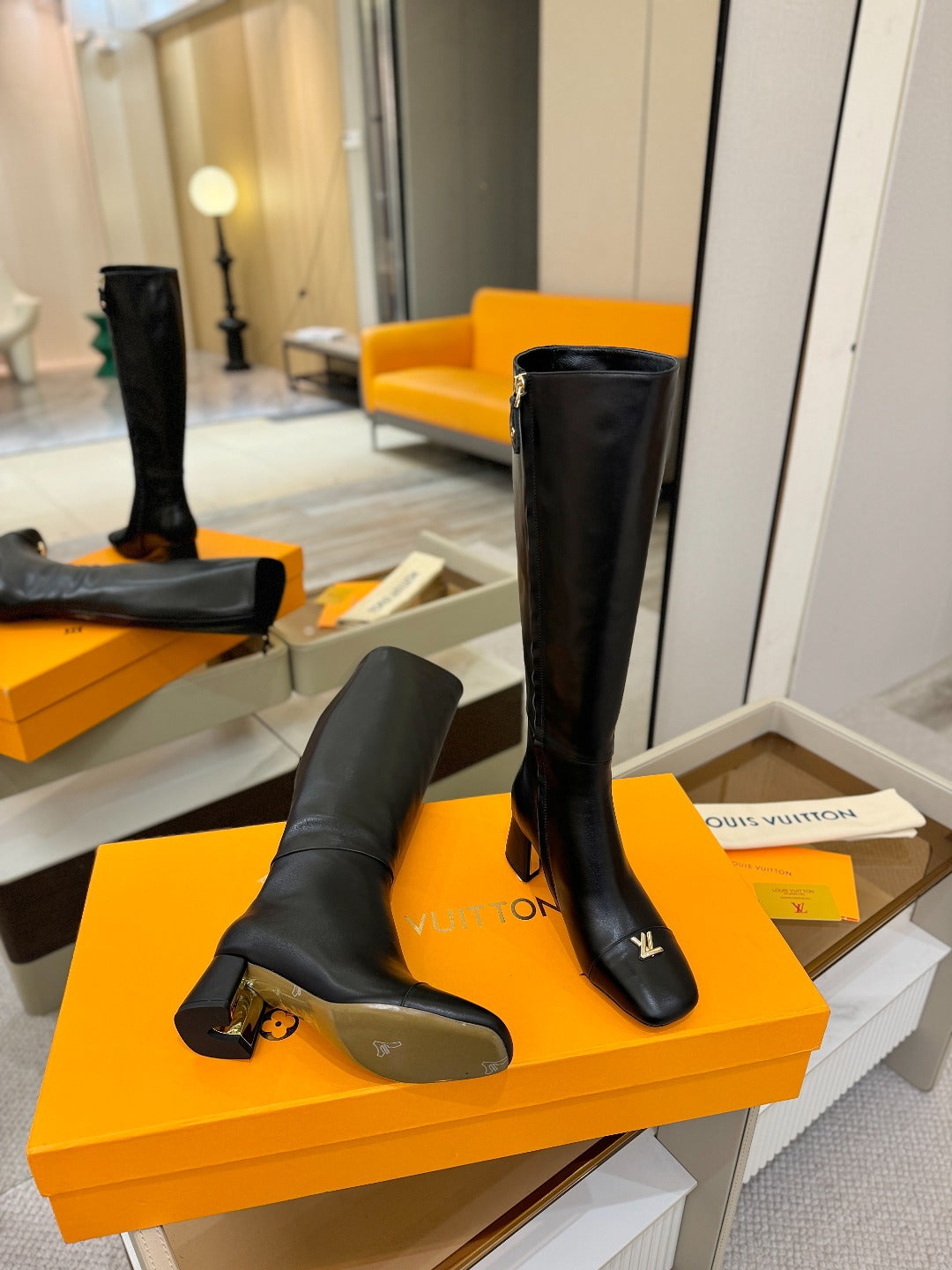 LV  High Boots 55 Black Sheepskin 573731