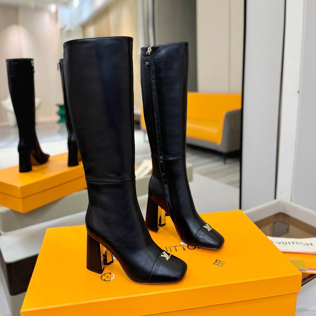 LV  High Boots 85 Black Sheepskin 573732