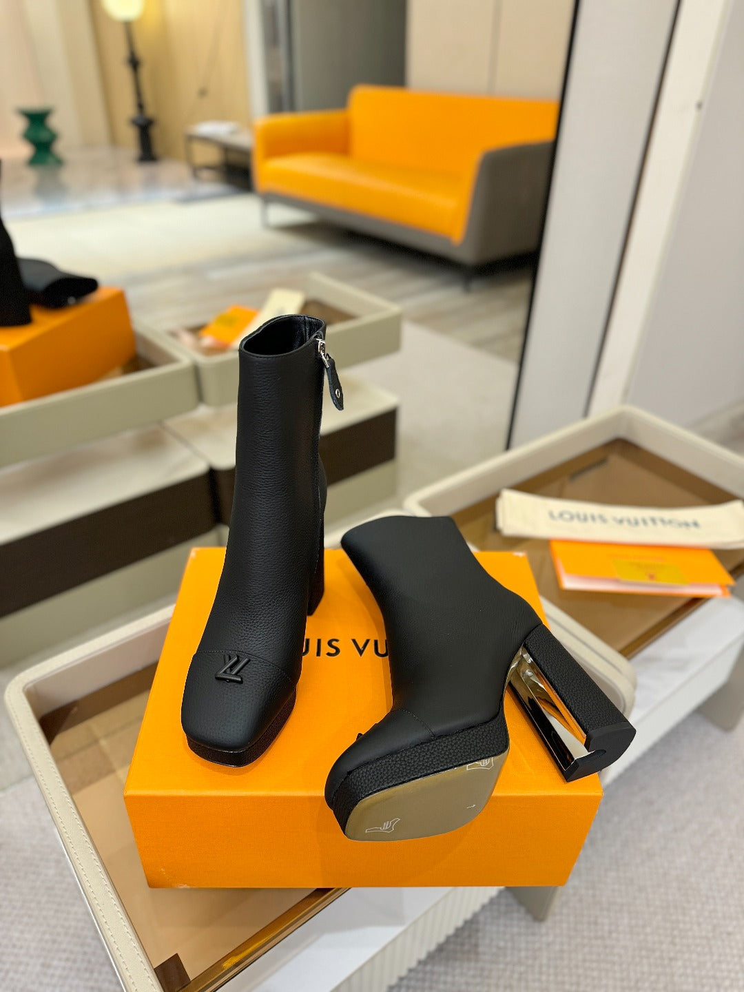 LV Ankle Boots 110 Monogram Black Calfskin 573721