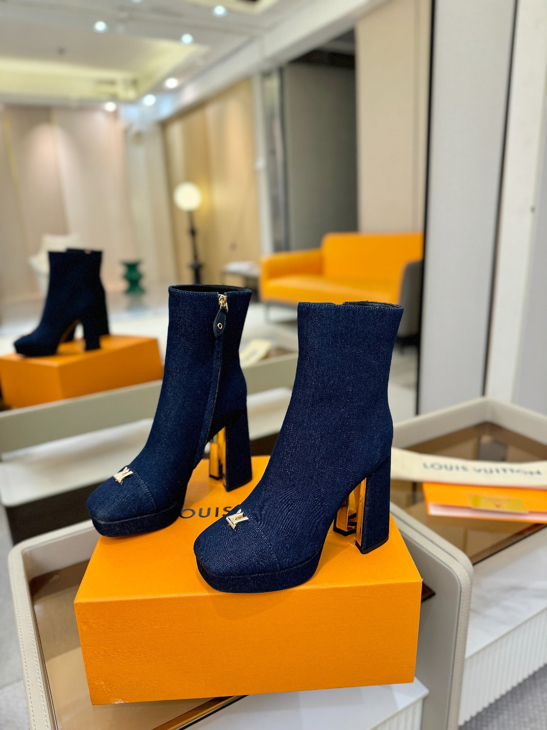 LV Ankle Boots 110 Dark Blue Denim 573723