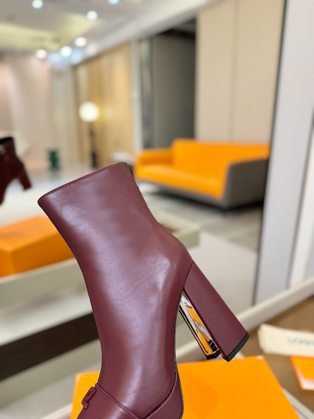 LV Ankle Boots 110 Burgundy Sheepskin 573724