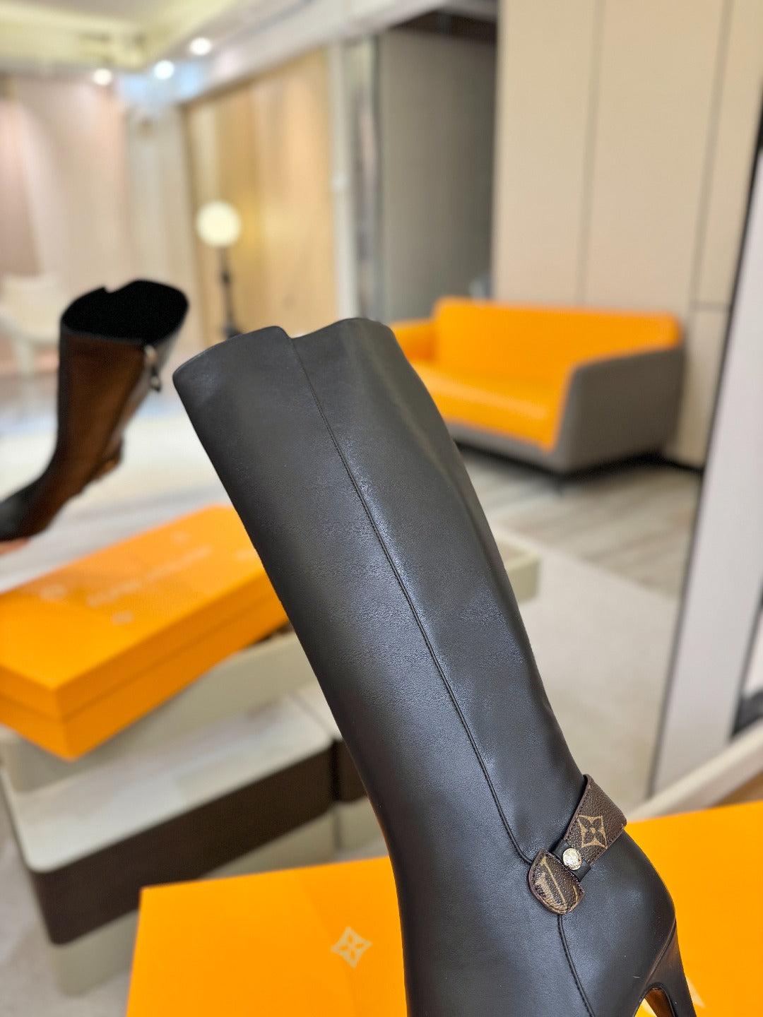 LV 25 Long Boots 90 Black Calfskin 573875