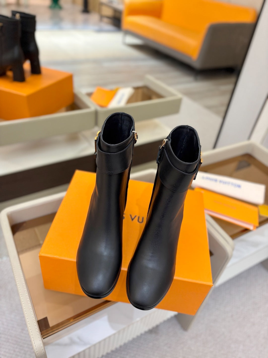 LV Ankle Boots 75 Black Sheepskin 573727