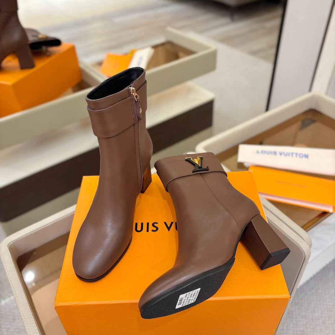 LV Ankle Boots 75 Dark Brown Sheepskin 573728