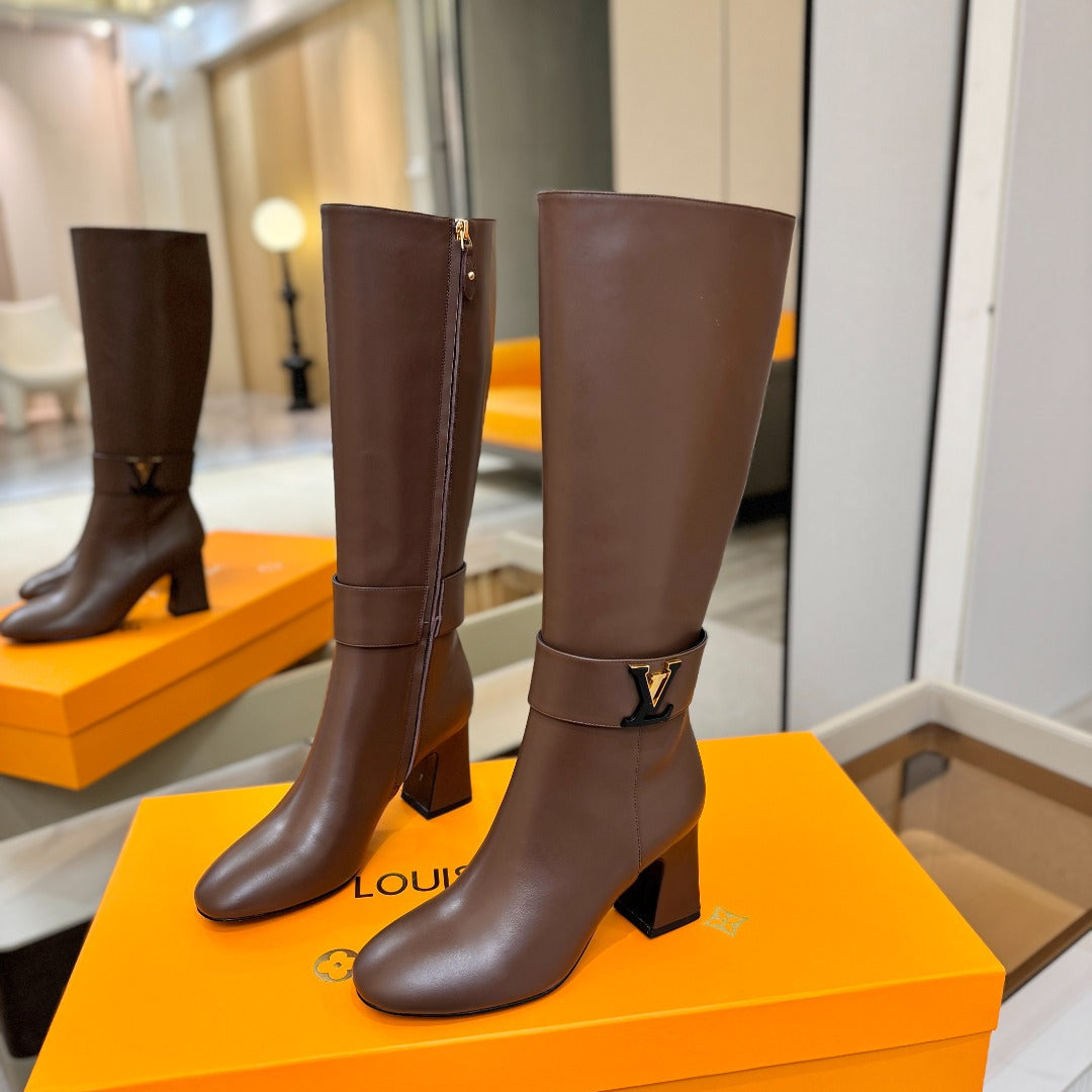 LV 25 Long Boots 75 Brown Sheepskin 573741