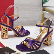 VT 2025 Diamond Heel Sandals Purple Cowhide 289512