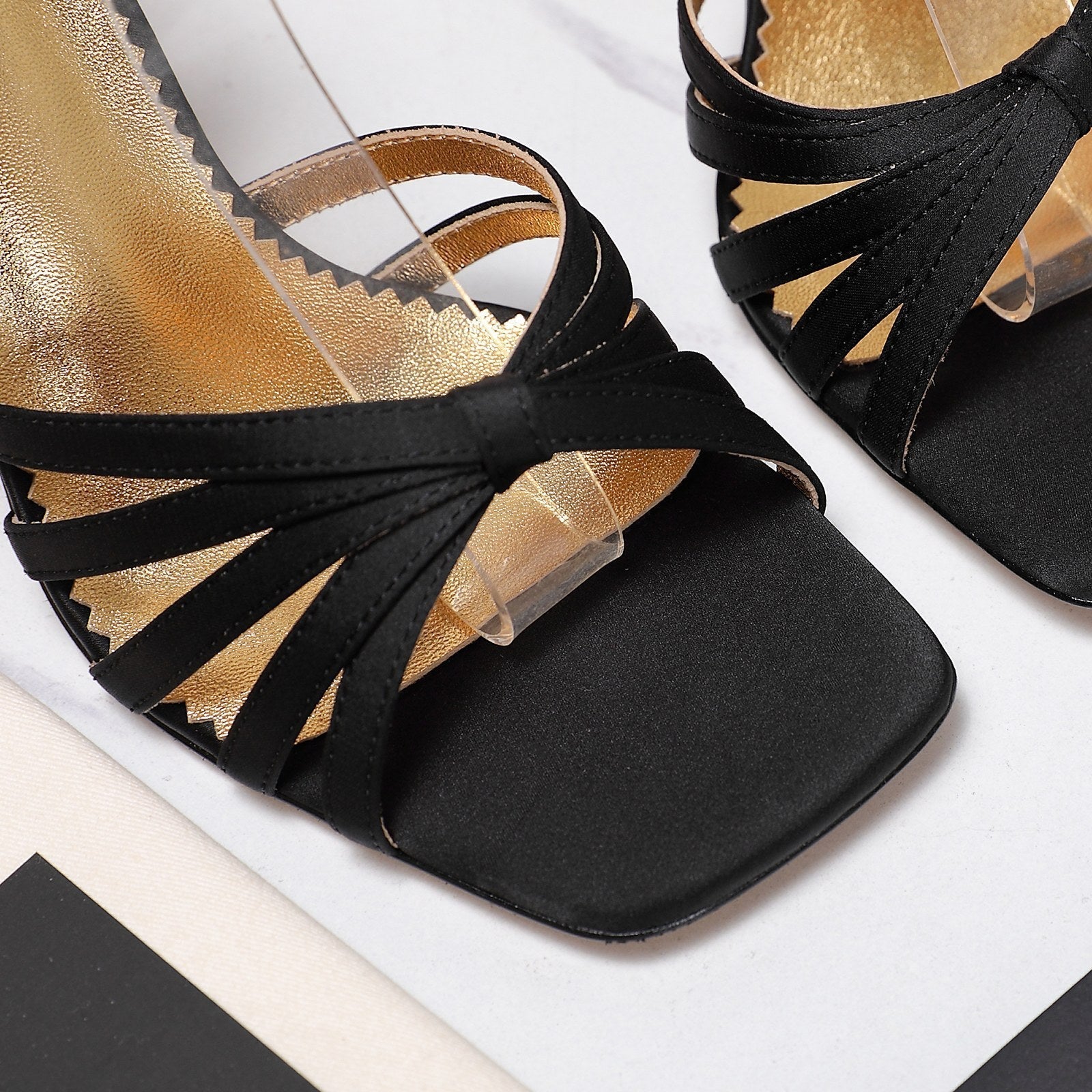 VT 2025 Diamond Heel Sandals Black Cowhide 289513