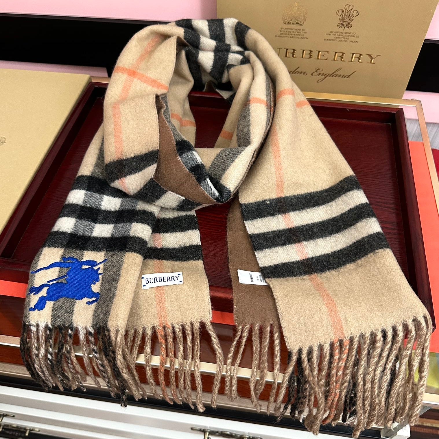 BBR Double-Sided Scarf 160CM Beige Cashmere 292959
