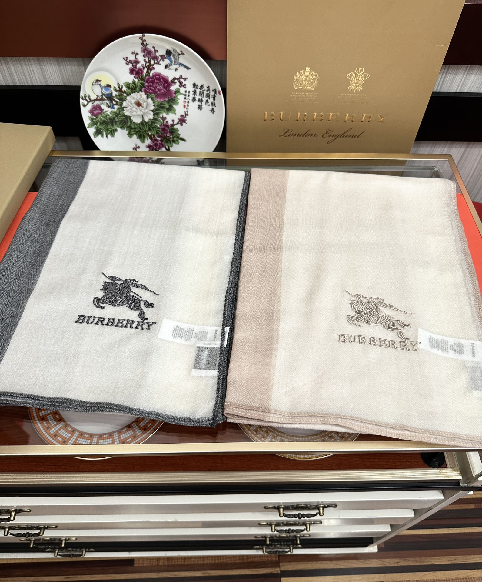 BBR Double-Sided Scarf 200CM Gray White Cashmere 292975