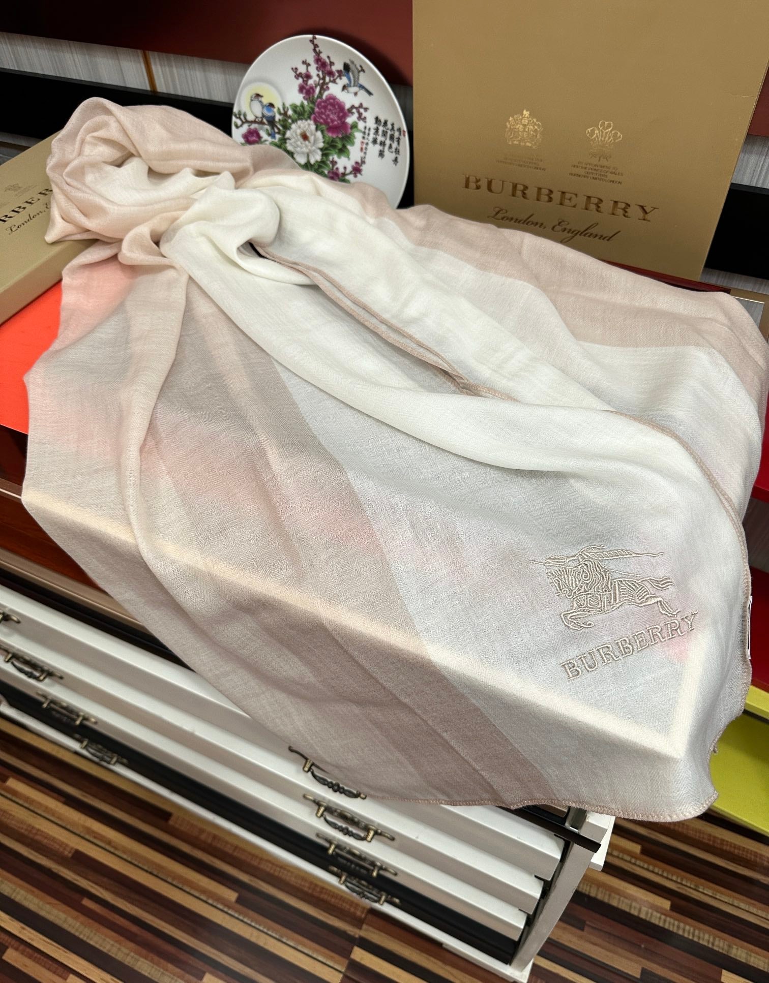 BBR Double-Sided Scarf 200CM Light Beige White Cashmere 292976