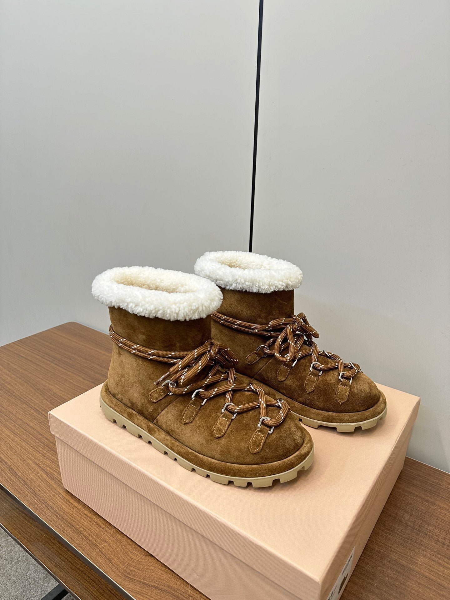 Miu Ankle Boots Brown Coffee Milk Suede