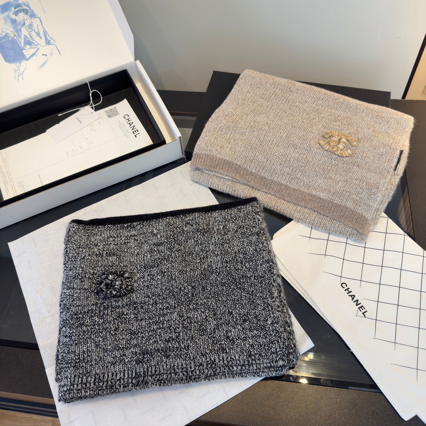 CC 25 Classic Scarf 170cm Light Beige Wool 293468