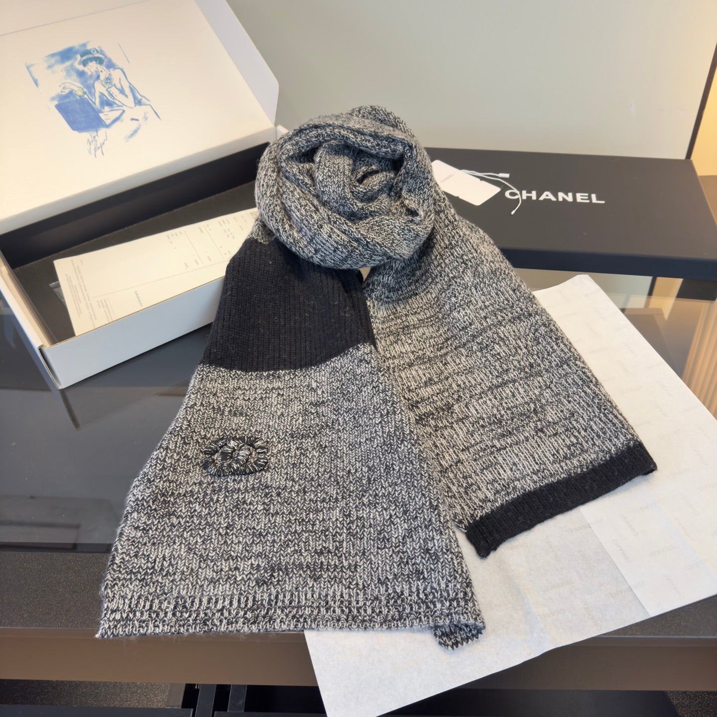 CC 25 Classic Scarf 170cm Gray Wool 293469