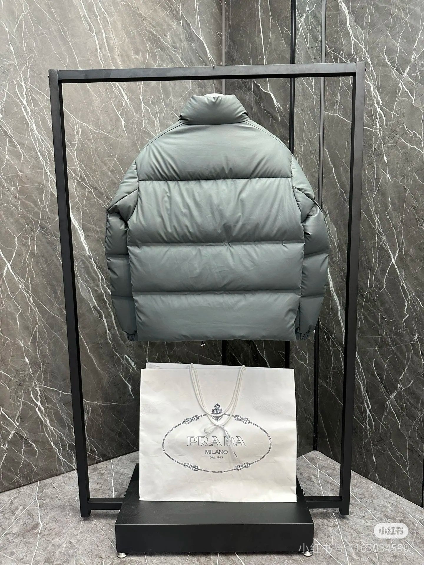 Prada 25 Down Jacket Black And Grey Polyester 291391