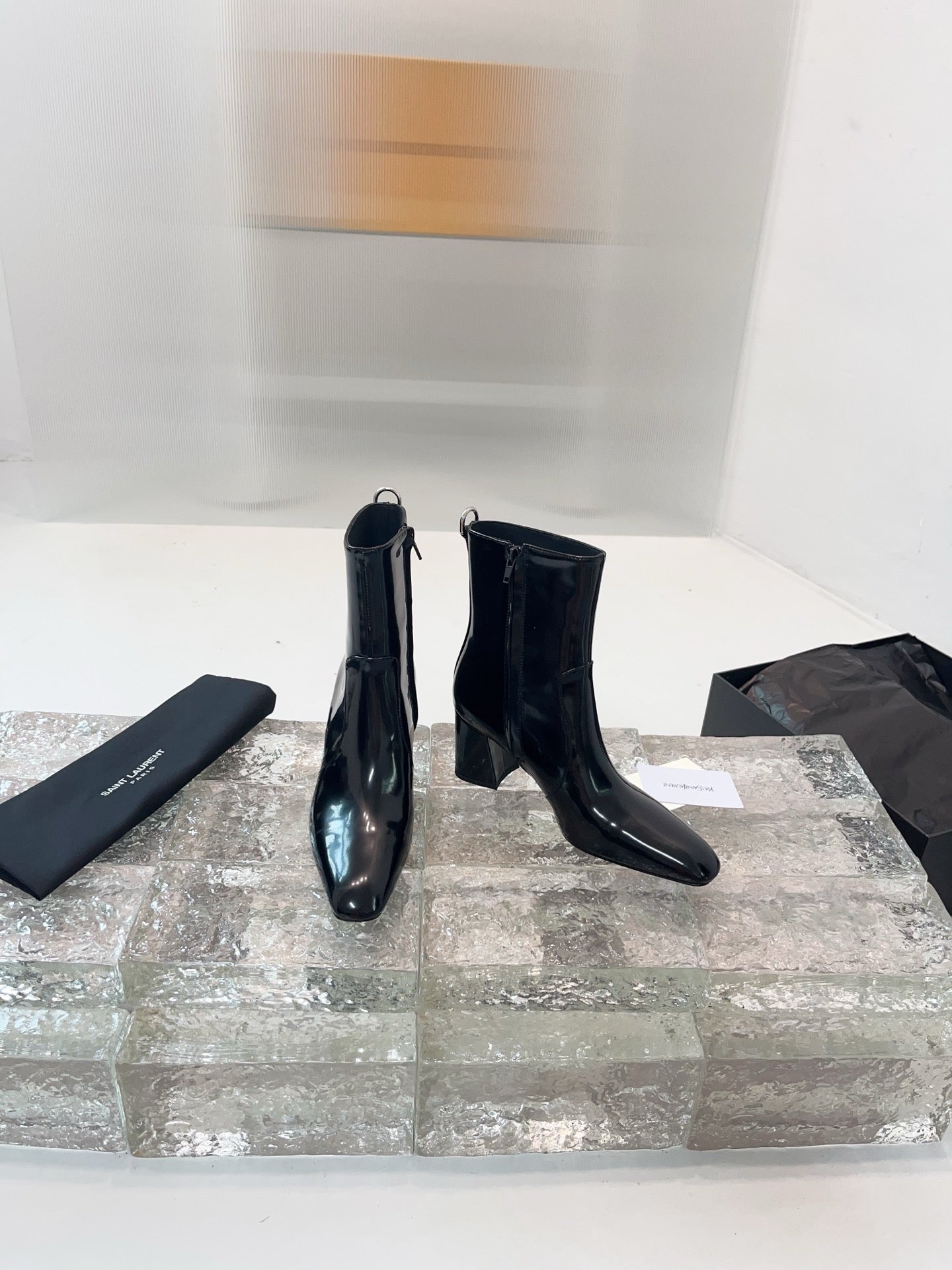 YSL 25 Short Boot Black Cowhide 522265