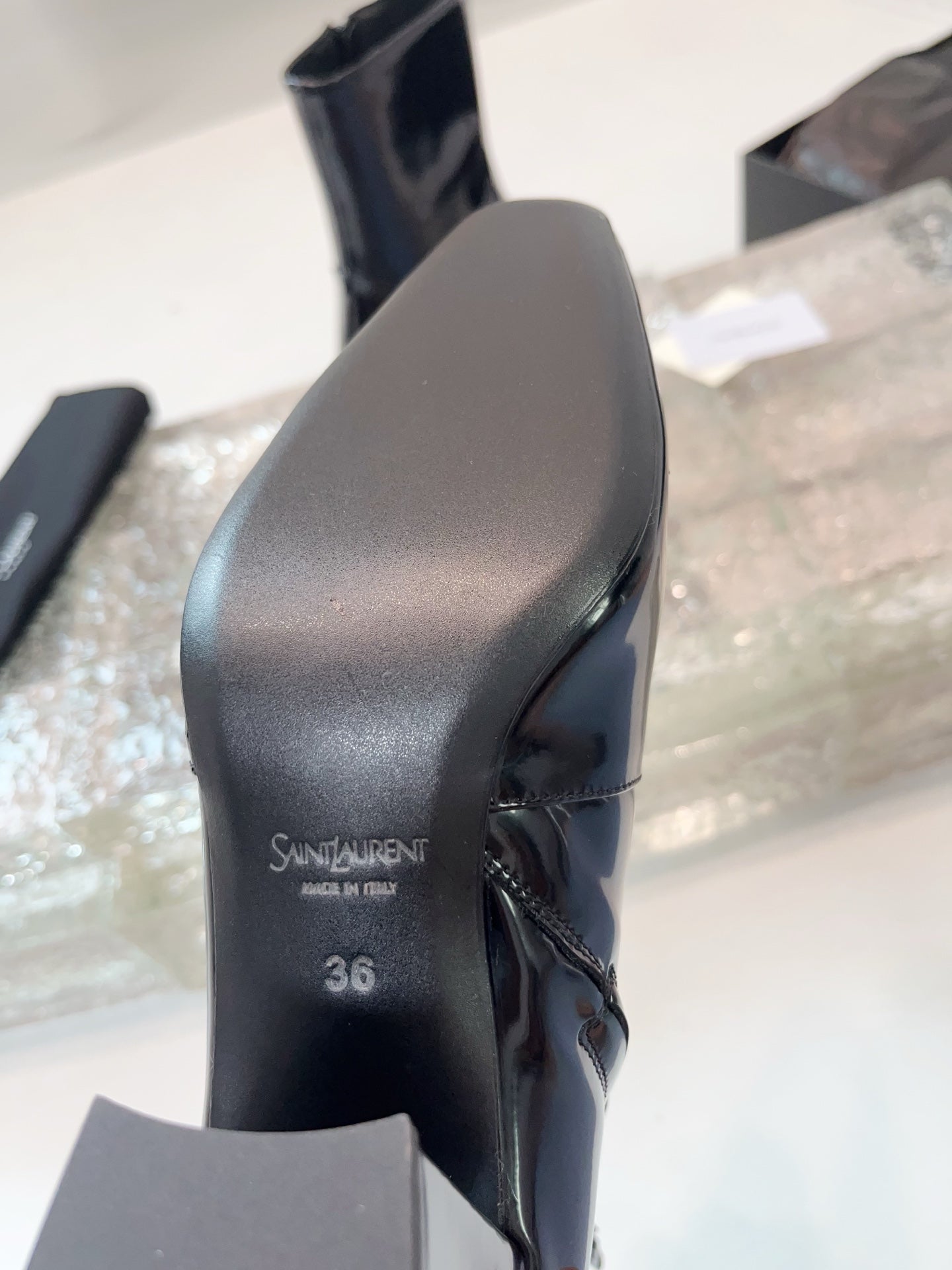 YSL 25 Short Boot Black Cowhide 522265