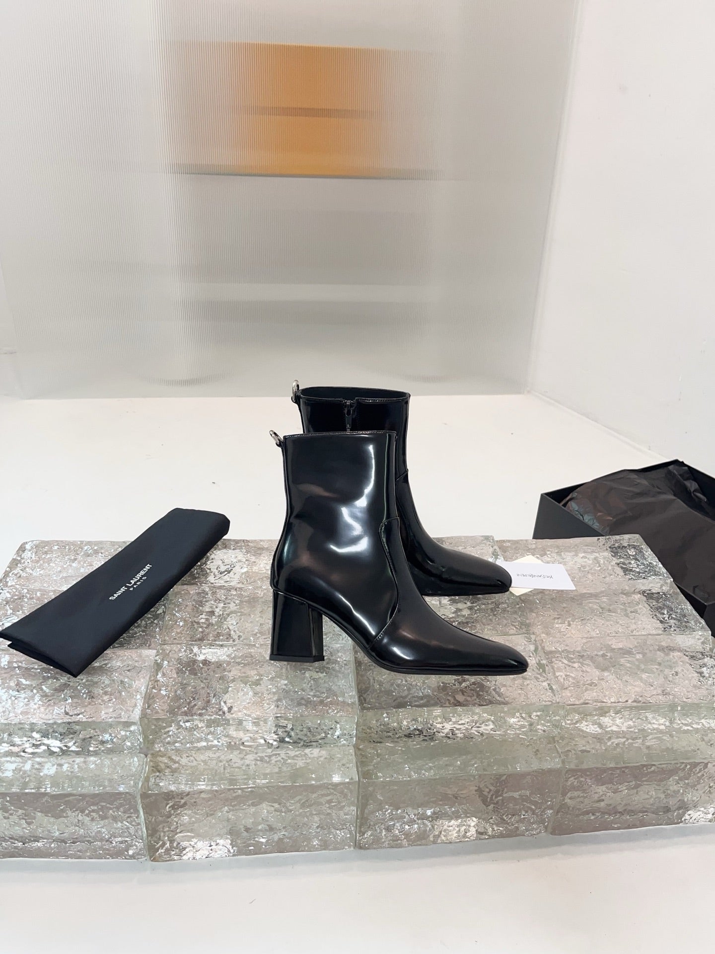 YSL 25 Short Boot Black Cowhide 522265