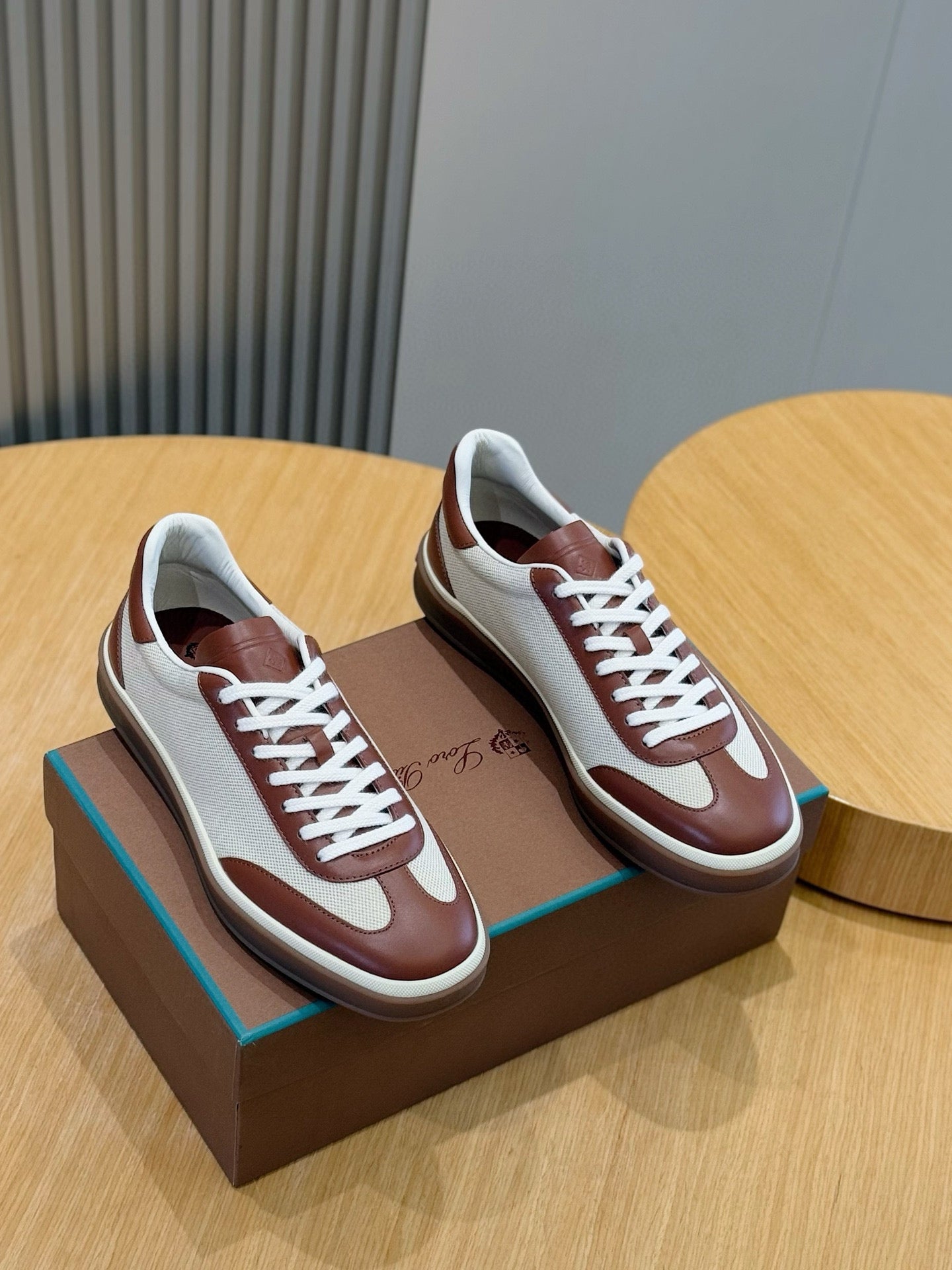 LP 2025 Tennis Walk Sneaker Natural Mix Caramel Calfskin Canvas