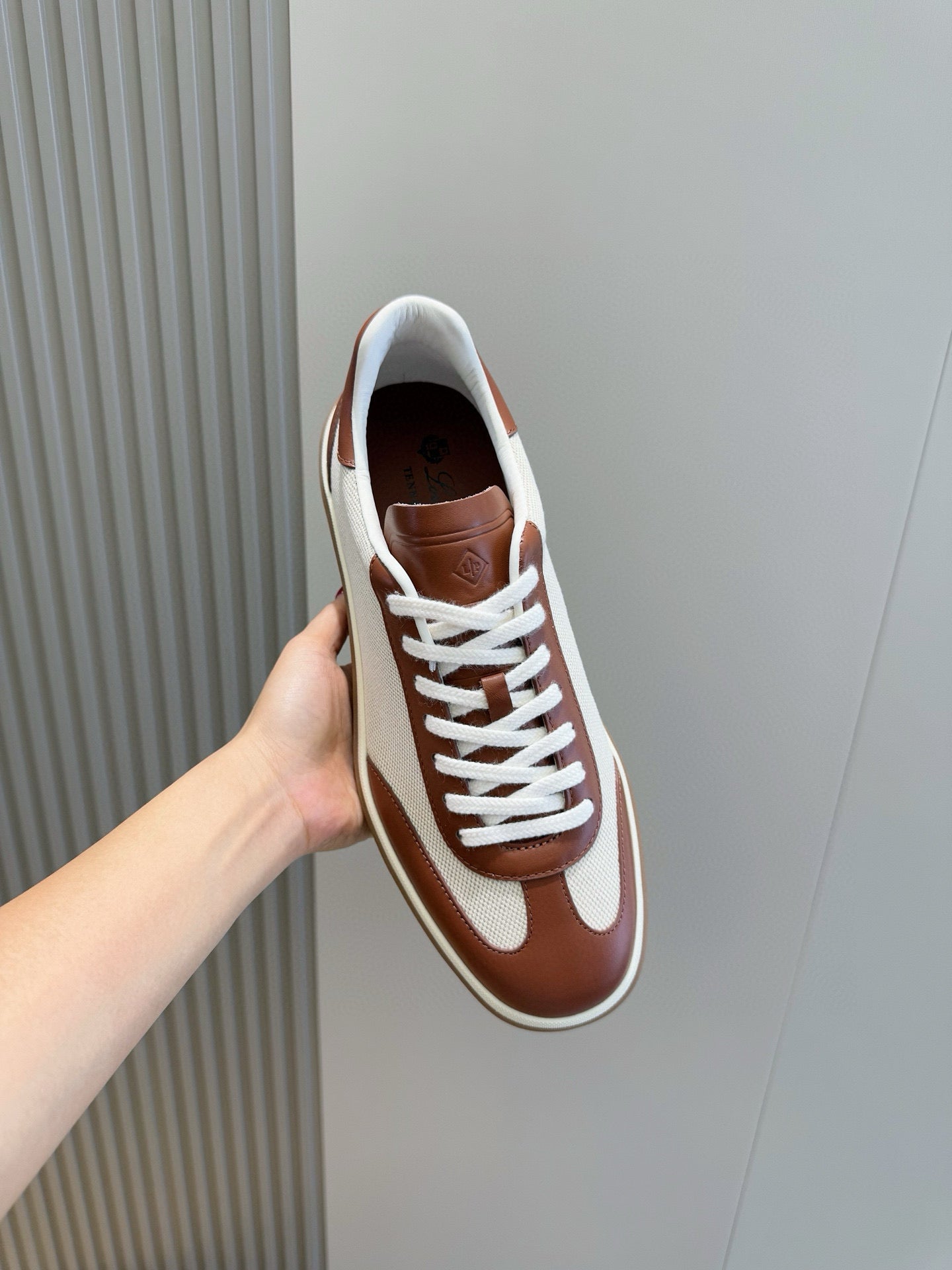 LP 2025 Tennis Walk Sneaker Natural Mix Caramel Calfskin Canvas