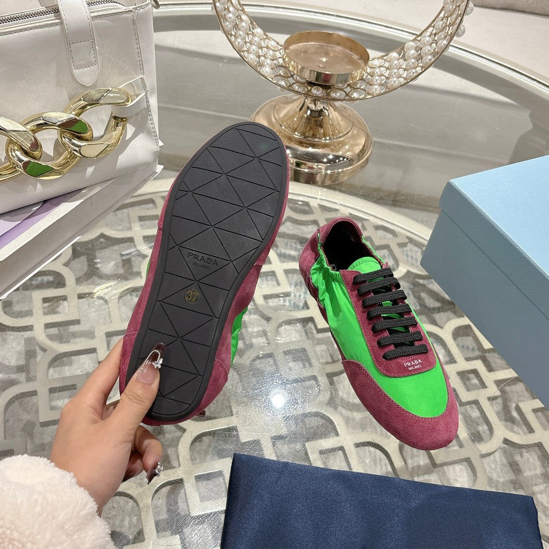 PRA 26S Casual Sneaker Burgundy Green Canvas Suede 625957