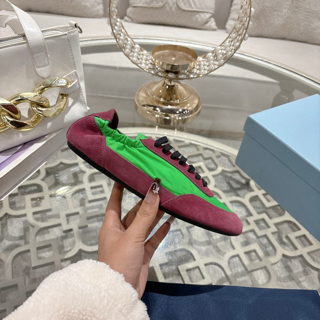 PRA 26S Casual Sneaker Burgundy Green Canvas Suede 625957