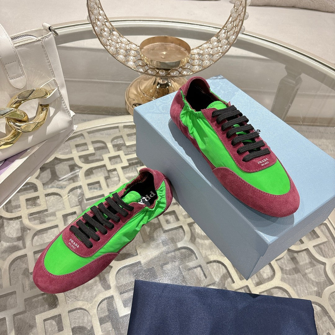 PRA 26S Casual Sneaker Burgundy Green Canvas Suede 625957