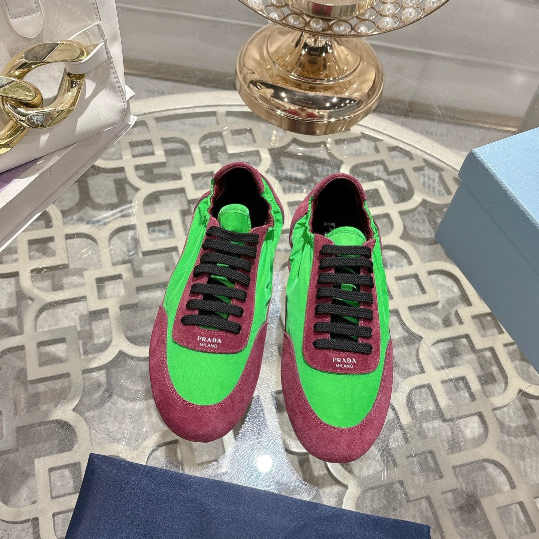 PRA 26S Casual Sneaker Burgundy Green Canvas Suede 625957