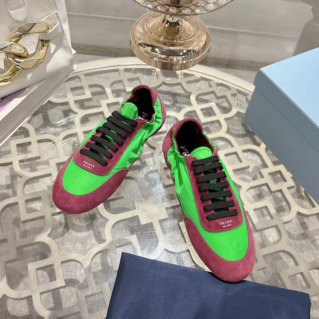 PRA 26S Casual Sneaker Burgundy Green Canvas Suede 625957