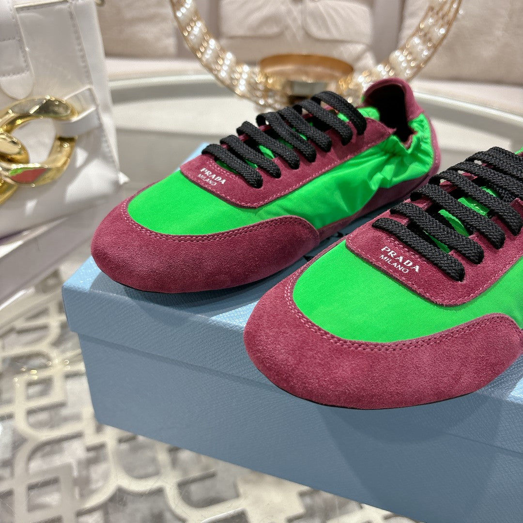 PRA 26S Casual Sneaker Burgundy Green Canvas Suede 625957