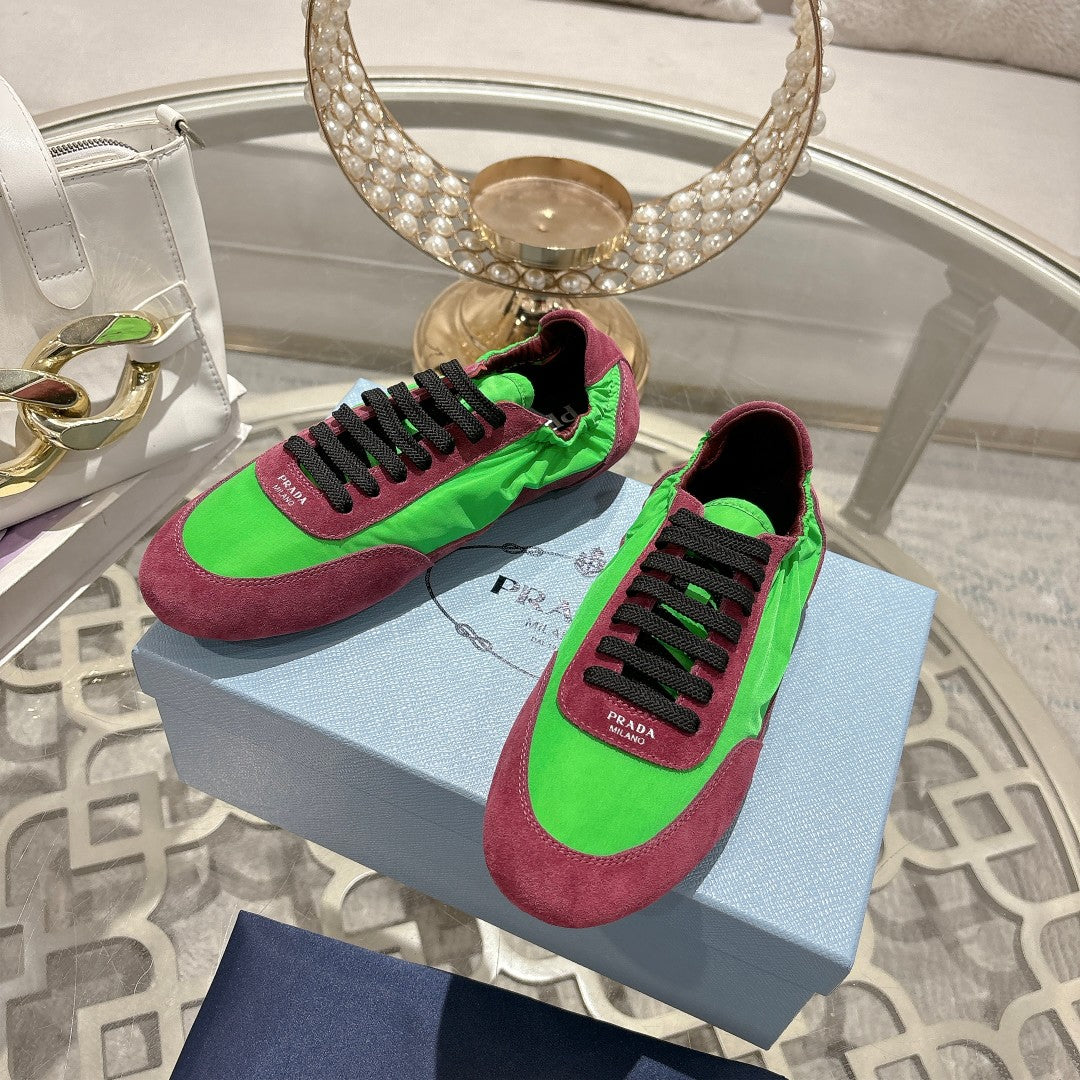 PRA 26S Casual Sneaker Burgundy Green Canvas Suede 625957