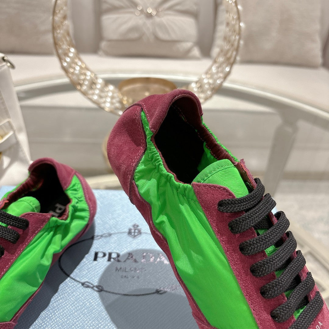 PRA 26S Casual Sneaker Burgundy Green Canvas Suede 625957