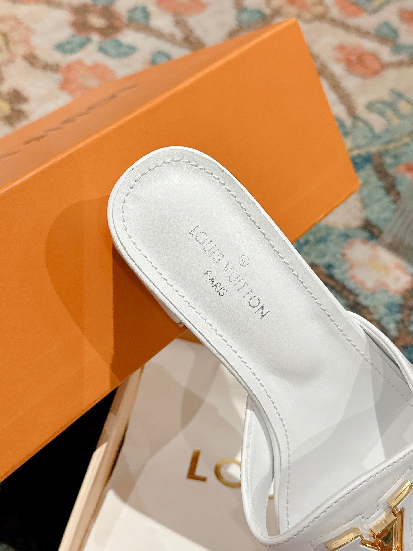 lv capri mule 45mm white calfskin