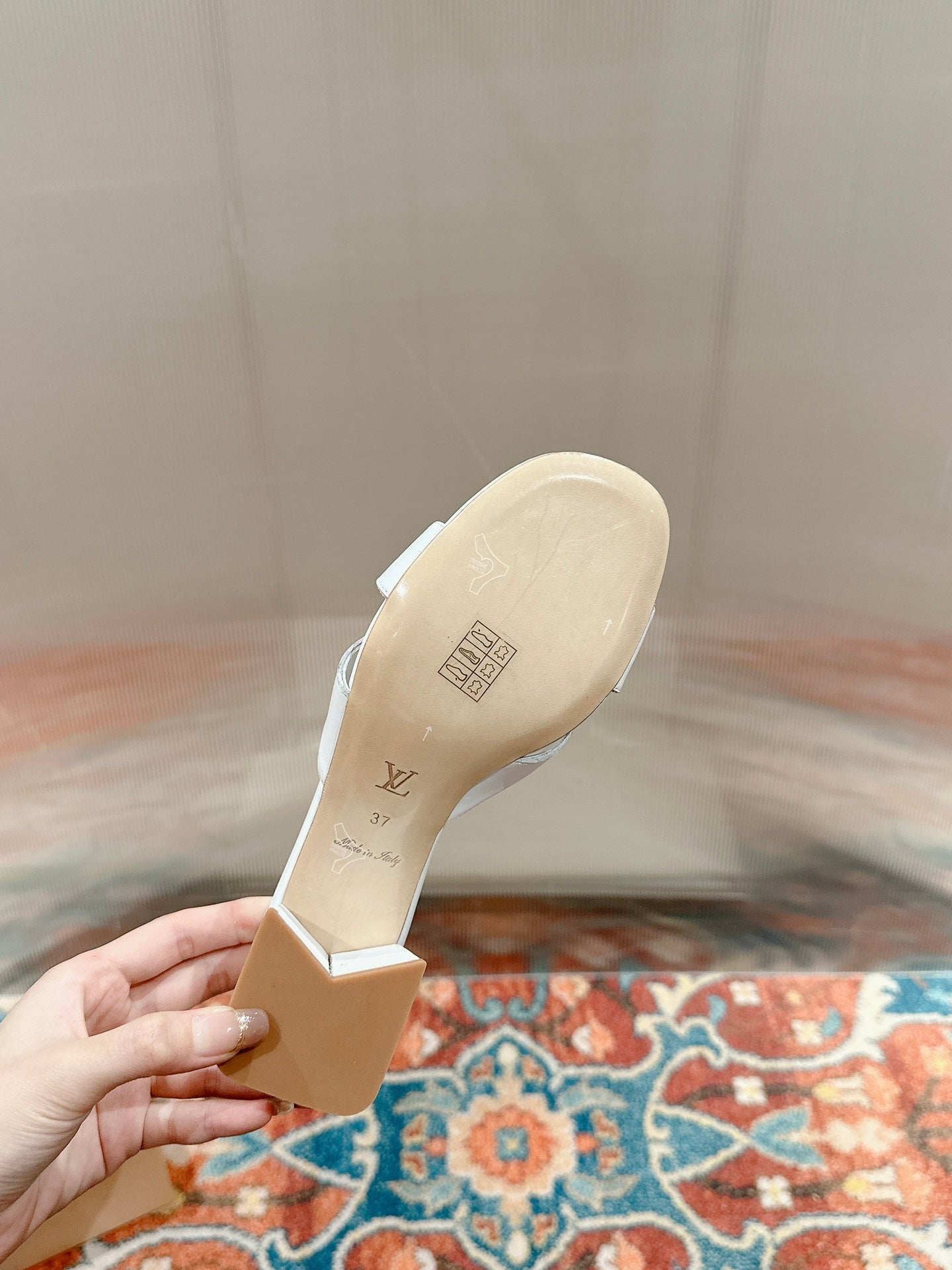 lv capri mule 45mm white calfskin