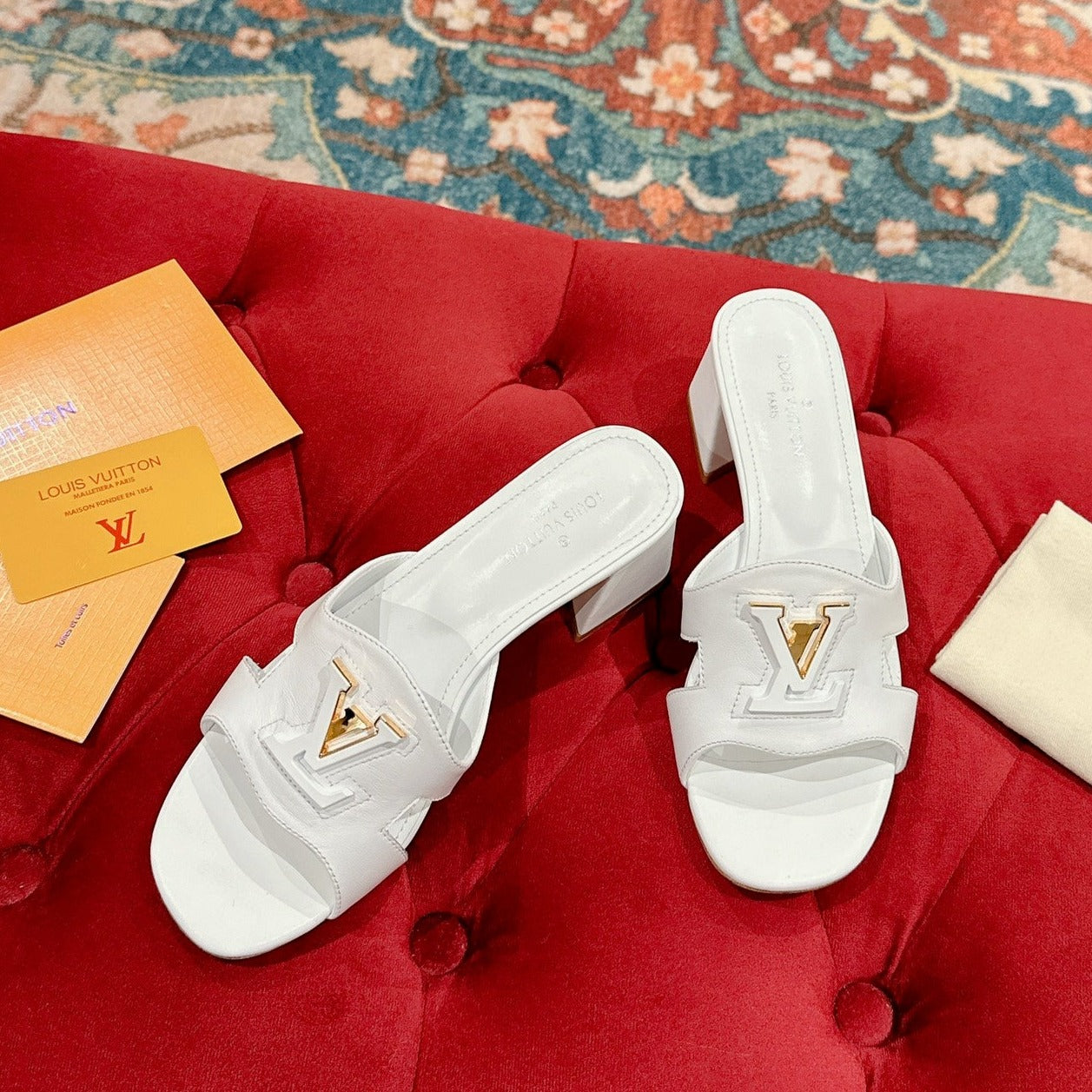 lv capri mule 45mm white calfskin