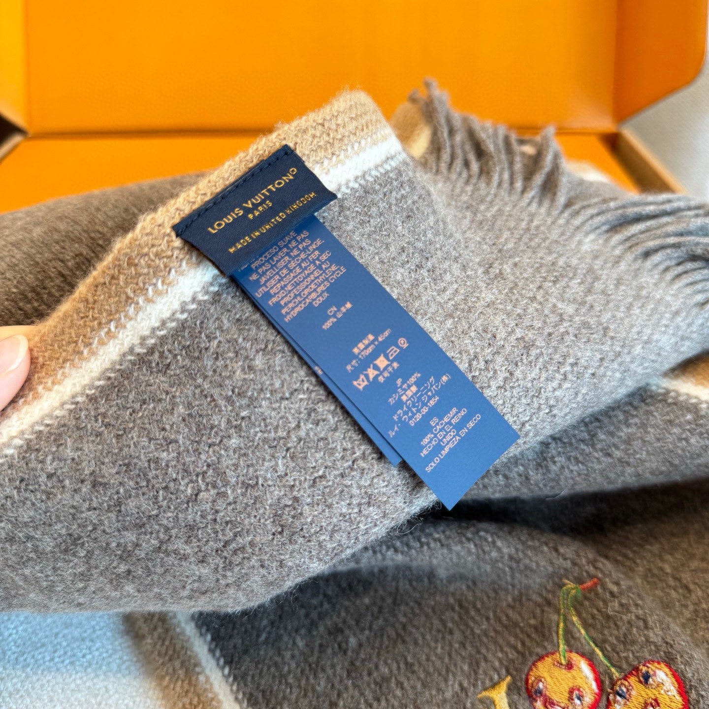 LV 25ss Scarf 180CM Brown Knitted Cashmere  292791