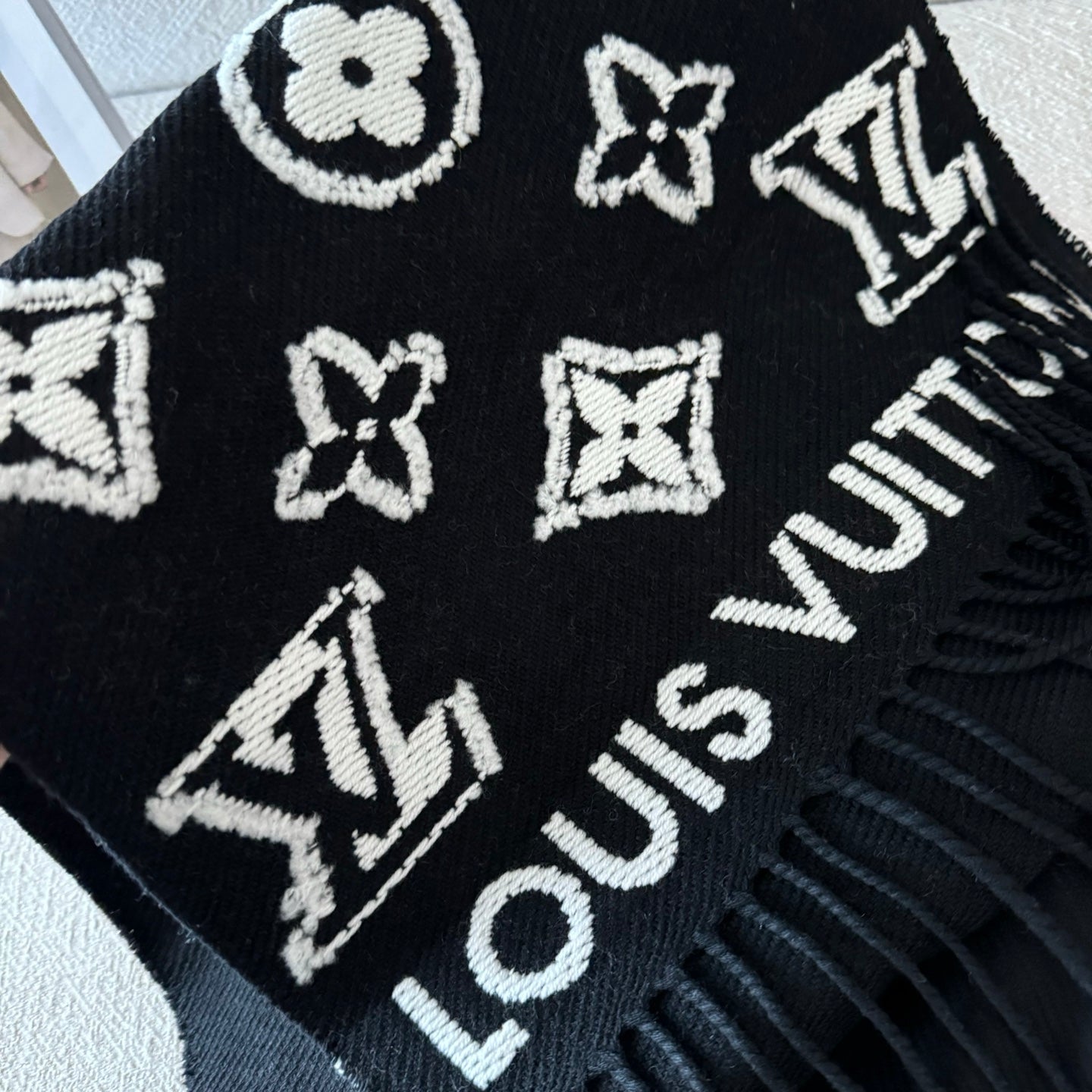 LV 3D Scarf 220cm Black Sheep Wool 967205