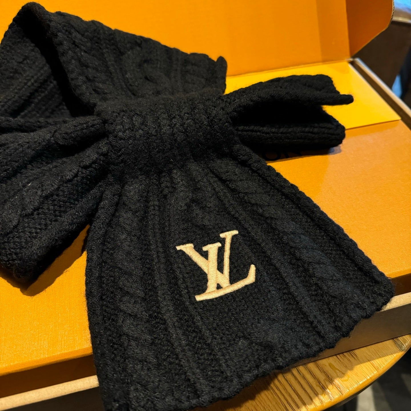 LV Freeze  Scarf 135cm Black Wool 969352