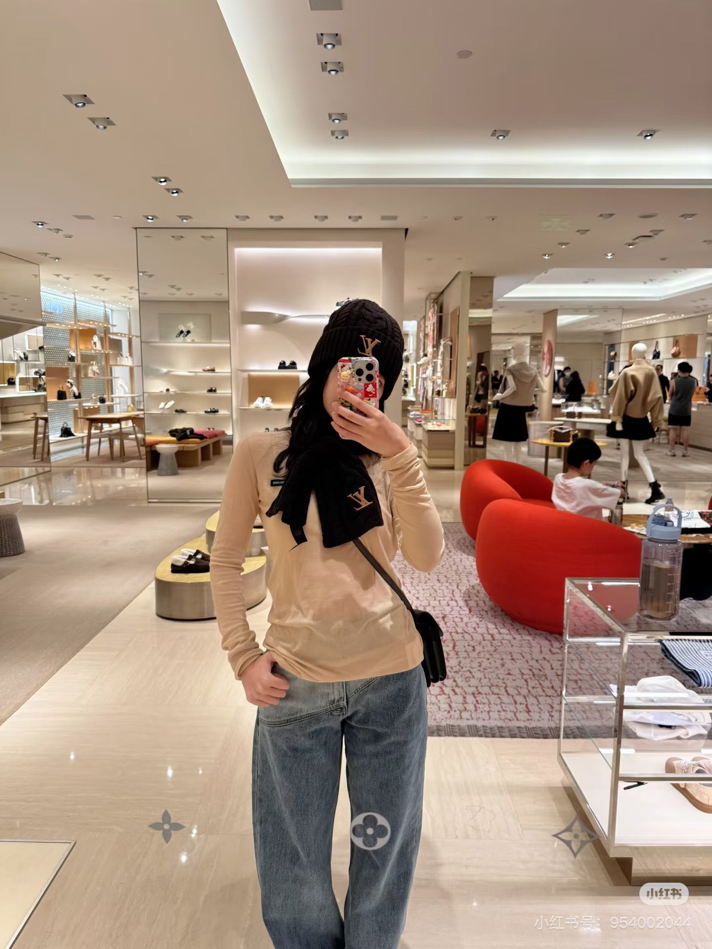 LV Freeze  Scarf 135cm Black Wool 969352