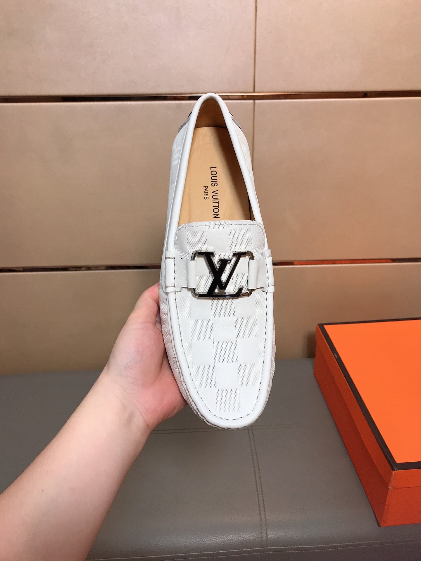 LV LOAFERS IN WHITE DAMIER CALFSKIN