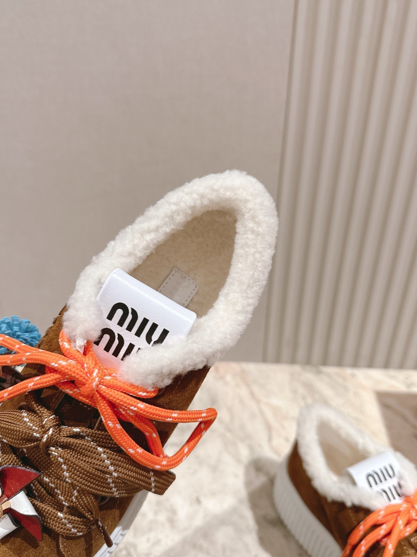 MIU MIU platform sneakers brown suede wool 461864