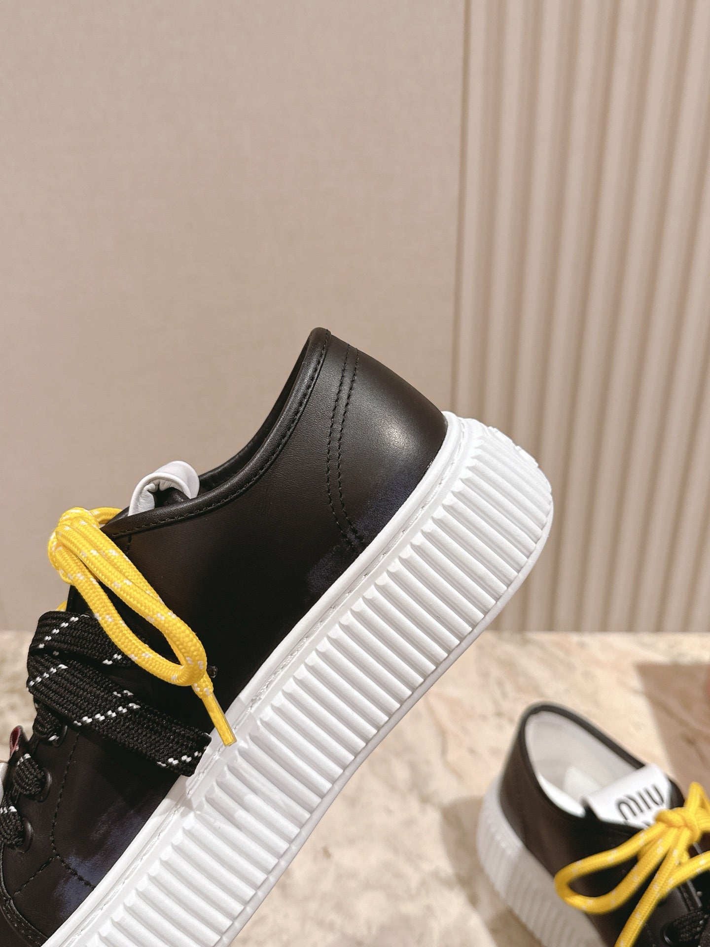 MIU MIU platform sneakers black leather 461865