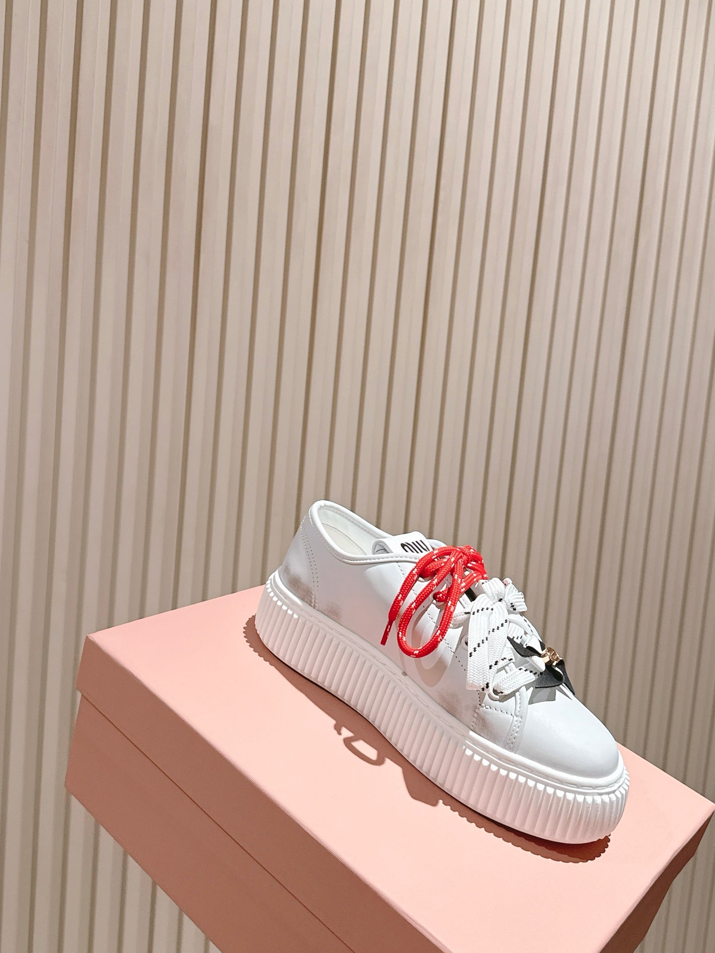 MIU MIU platform sneakers white red leather 461866