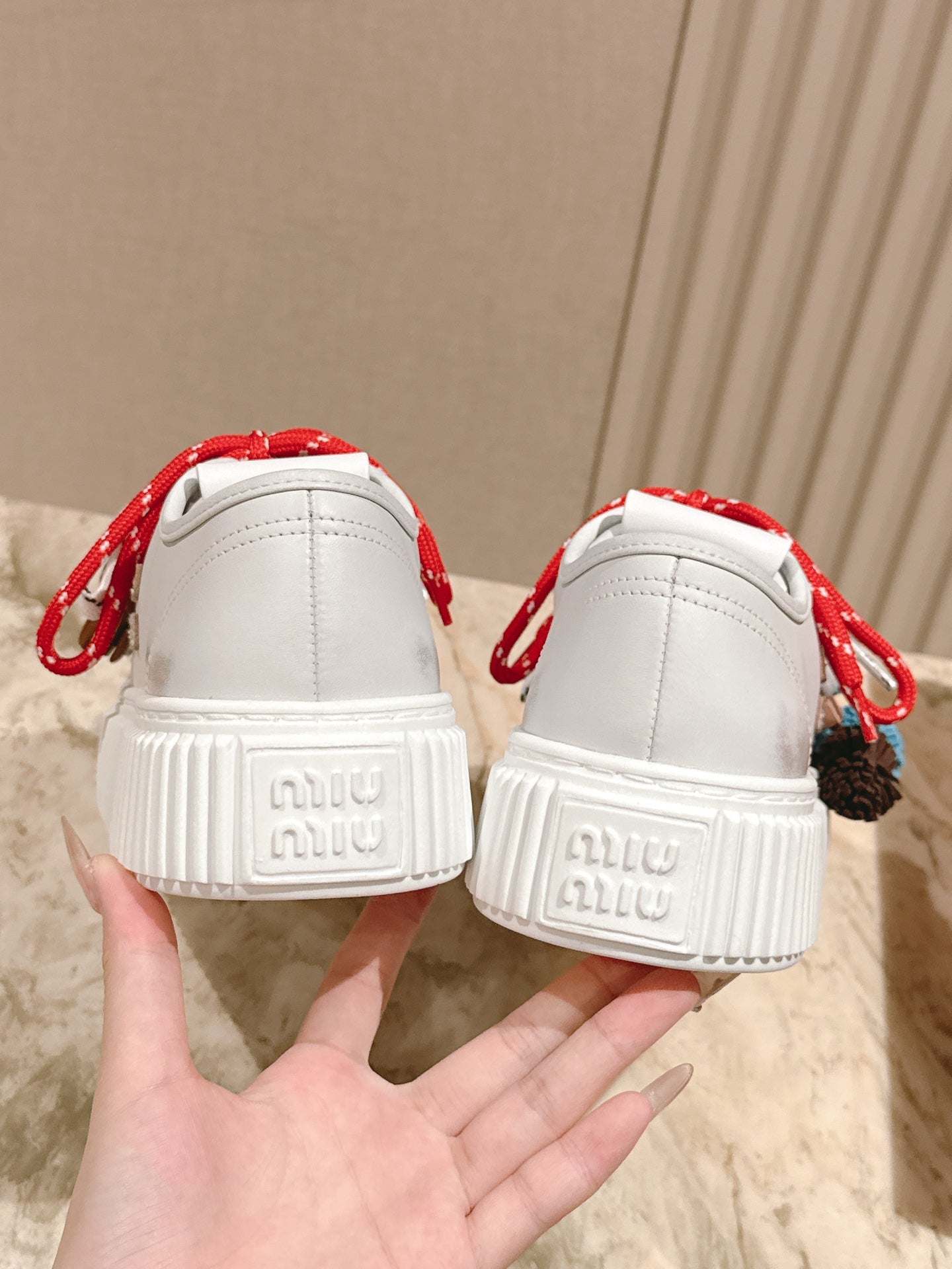 MIU MIU platform sneakers white red leather 461866